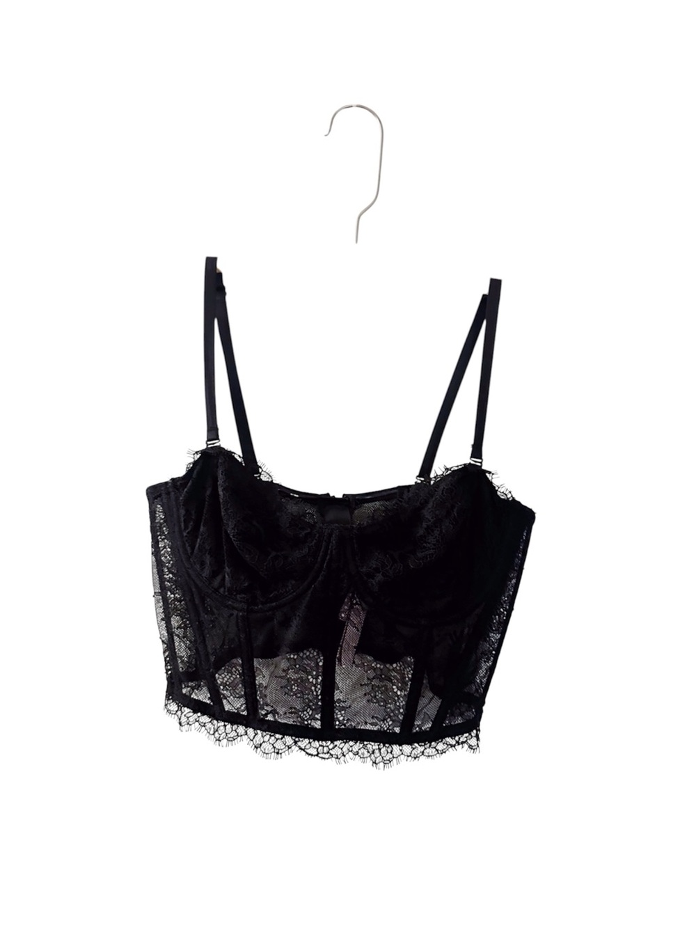 Victoria's Secret Lace Bustier Bra Top Black Intimates Longline Corset